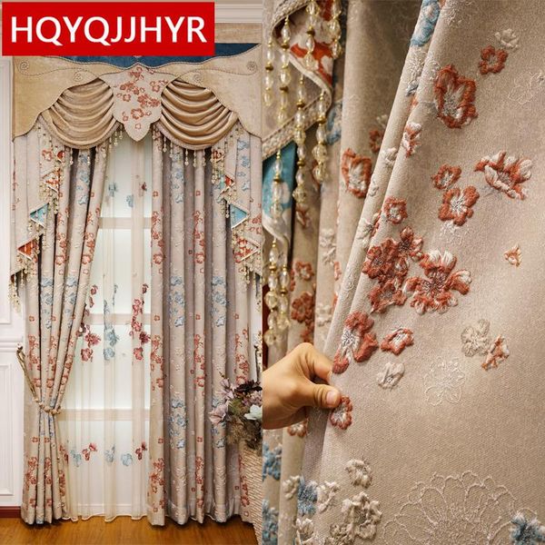 

curtain & drapes american luxury villa 3d embossed jacquard curtains for living room classic decorative bedroom