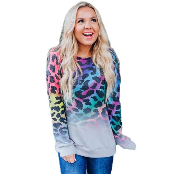

women's hoodies & sweatshirts breathable leopard print woman sweatshirt o-neck long sleeved s-xl fashion tees ropa de otoÃ±o mujer wome, Black