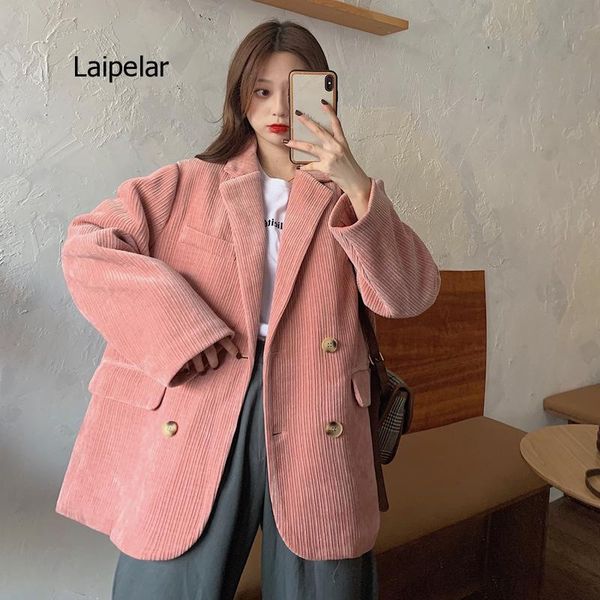 

retro corduroy suit coat women's autumn winter 2021 new korean version british style design feeling thickened cotton clip, White;black