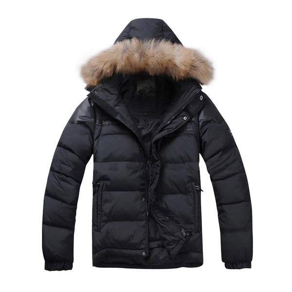 

2019 new arrival winter men down jacket down duck man jacket real raccoon fur sleeves detachable hooded jackets winter coat, Black