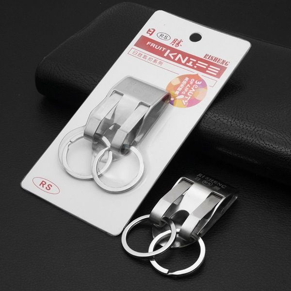 

steel keyring security on heavy duty stainless key clip belt keychain, Silver