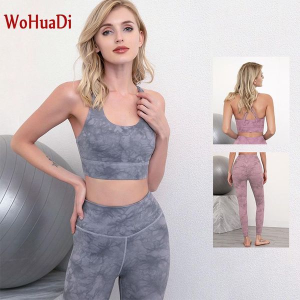 

yoga outfits wohuadi fashion double strap sports vest bra set sportswear women's clothing stretch workout fitness gym running shockproo, White;red