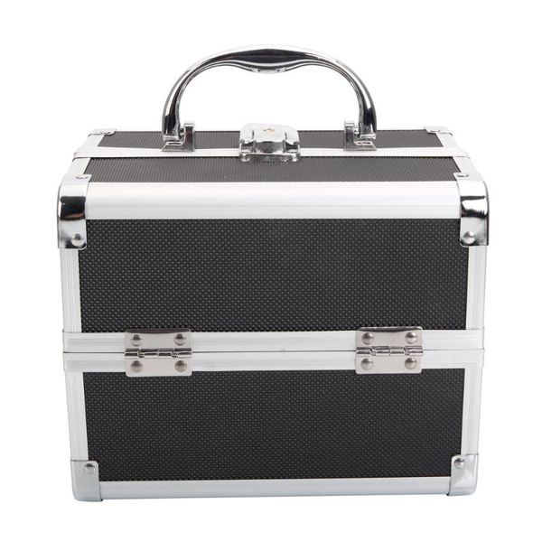 

storage bag with mirror & key black case silver diamond pattern aluminummakeup case organizer box