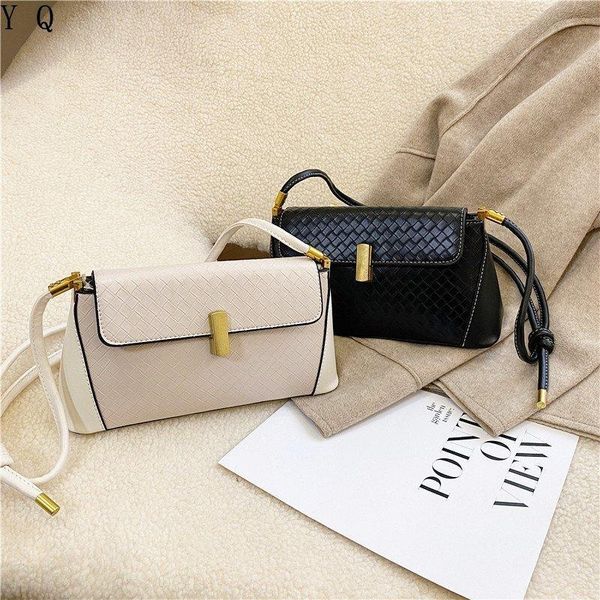 

woven pattern small pu leather messenger bag women's 2021 trend brand designer handbags ladies one-shoulder handbag