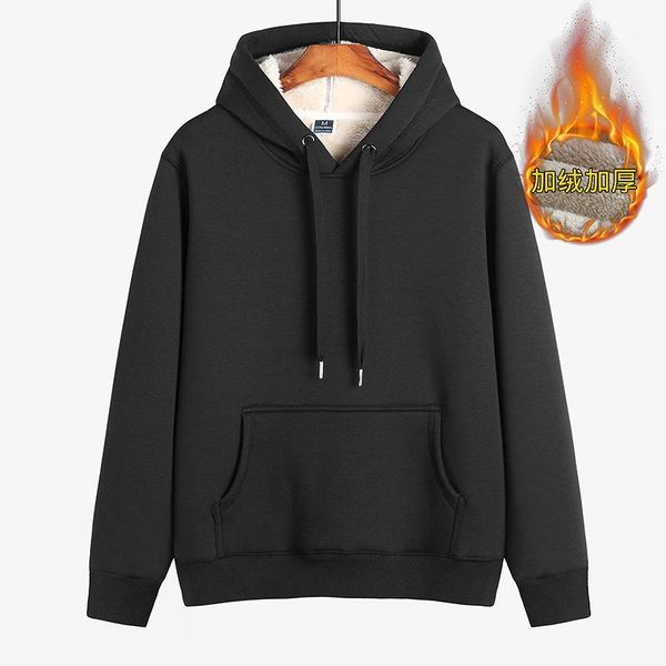 

men's hoodies & sweatshirts winter lamb velvet guard suit men's overcoat loose hooded coat thickened velvet1, Black