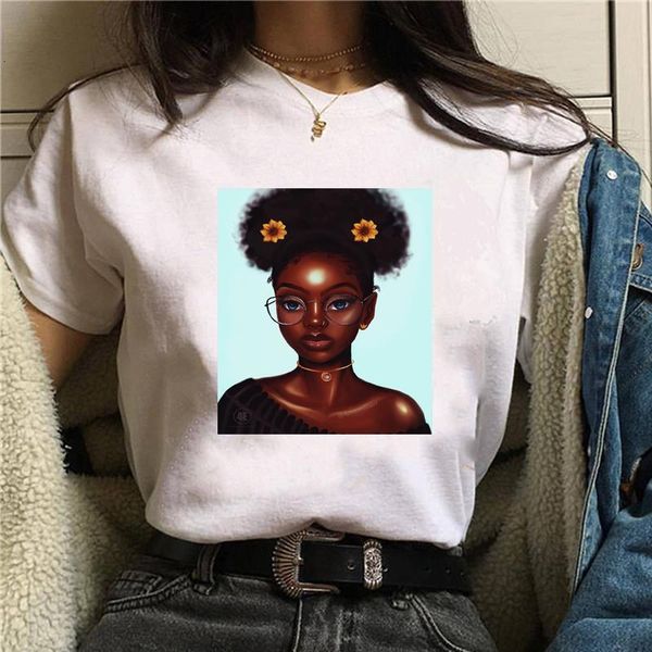 

cool black girl print female t-shirt harajuku t-shirts for women summer hip hop t shirt tee shirt femme vogue, White