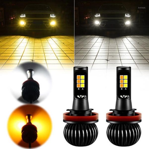 

car headlights jgaut motorcycle led dual color fog light h1 h3 h4 h7 h8 h9 h11 9006 4 880tuning universal running lights1