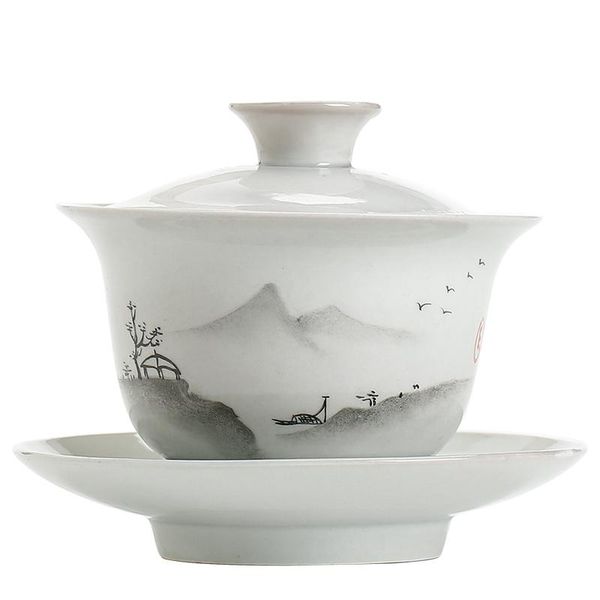 

tangpin handpainted ceramic gaiwan teacup китайский kung fu чайные наборы 100 мл танпин handpainted оптовая скидка wmtqjt