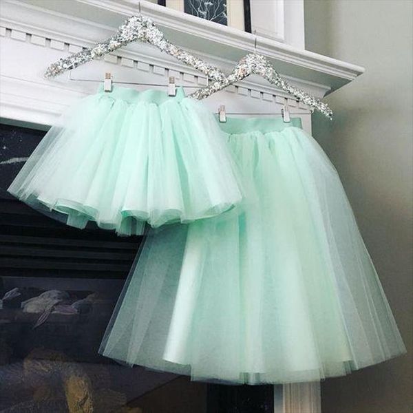 

mint green midi tulle skirts women zipper style only 2 layer tulle and 1 lining knee length skirt cheap, Black
