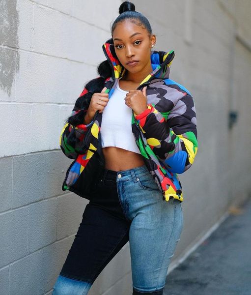 

2020 camo print winter jacket women festival warm parka down bubble coat warm thick parka couple wear crop puffer jacket 4xl, Black