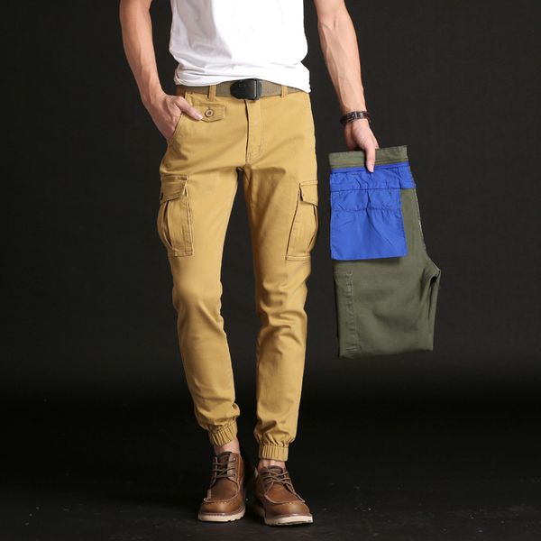 

2021 new cargo cargo, black men's trousers, long, casual, manly pants, fine embroidered elastic, spring stretch, green army. nfnc