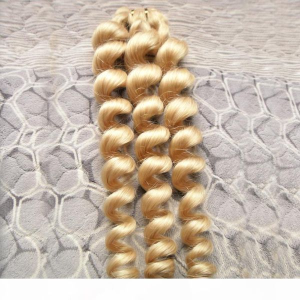 

loose wave virgin hair 100g blonde human hair weave 613 bleach blonde loose wave brazilian virgin human hair weave 1pcs double weft, Black