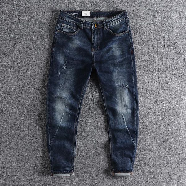 

2020 new arrival holed harem pants three dimensional cutting slim leg jeans men's versatile pants for promotion 0703, Blue