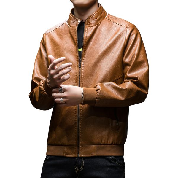 

7xl men new autumn business casual warm motorcycle leather jacket coat men fashion jaqueta couro masculina leather jackets 201026, Black