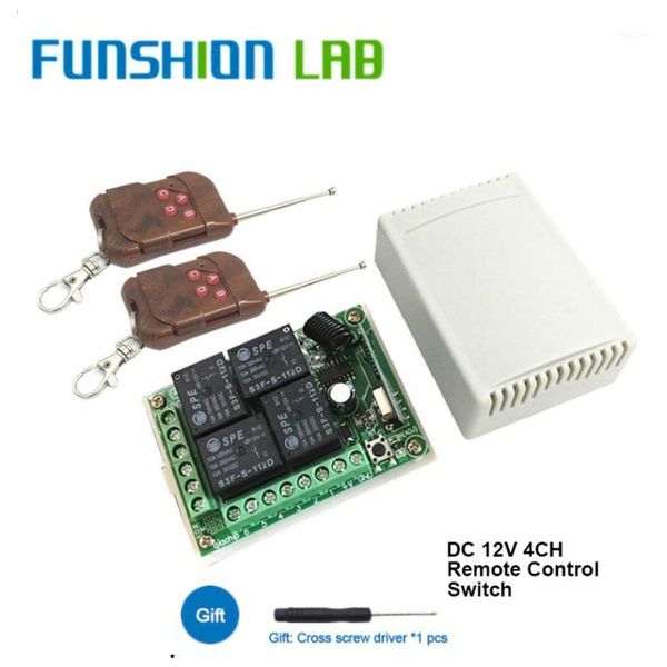 

qiachip 433mhz universal wireless remote control switch dc12v 4ch relay receiver module & 2pcs 4 ch remote 433 mhz transmitter1