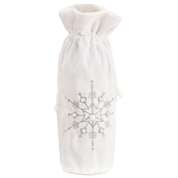 

1pc christmas decoration wine bottle cover fashion christmas wine bottle decoration snowflake bead white bottle cover bbysil xmhyard