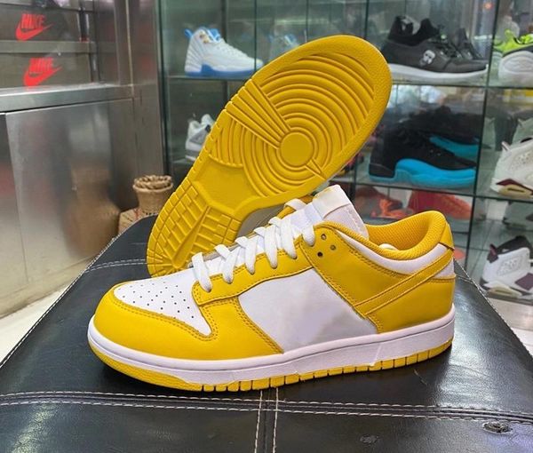 

2021 authentic sb dunk wmns low laser orange yellow white leather men women outdoor skateboard shoes sports sneakers with box