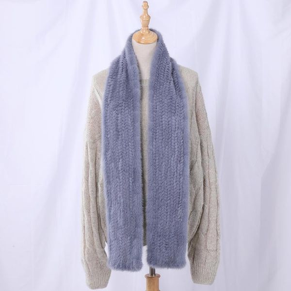 

scarves 2021 arrival women's genuine real hand knitted winter fashion luxury boa fur scarf wraps mufflers, Blue;gray