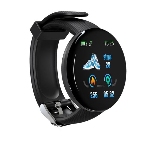 

d18 exercise step sleep monitoring heart rate smart round screen wristband