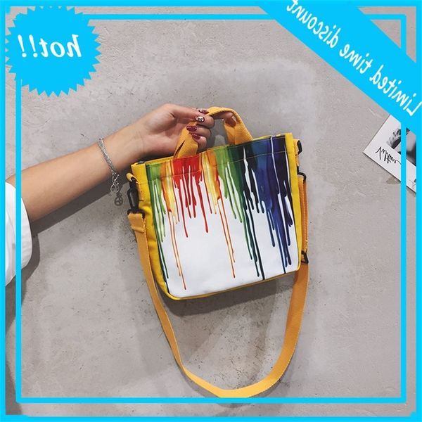 

2019 new korean canvas shoulder waterproof printing tote high capacity student class bag