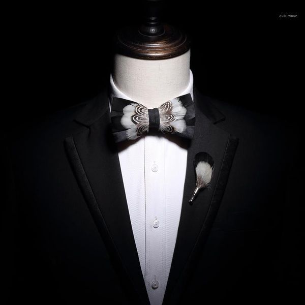 

men's fashion 2020 feather men and women male bow tie groom groomsmen wedding dress banquet show host bow1, Blue;purple