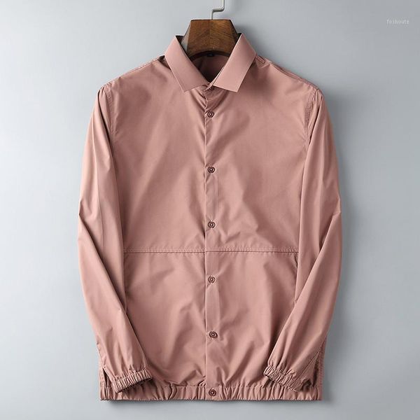 

jsbd business gentleman casual shirt high style embossed collar closure high-end men lapel casual long sleeve shirt men fashion1, White;black