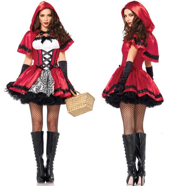 

little big halloween women's role playing red riding hood costume game uniform, Black;gray