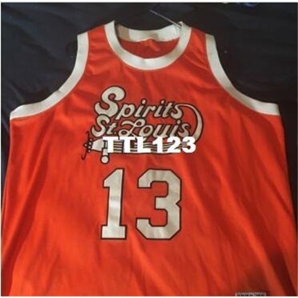 

age men #13 moses malone spirit of st louis retro orange college jersey size s-4xl or custom any name or number jersey, Black