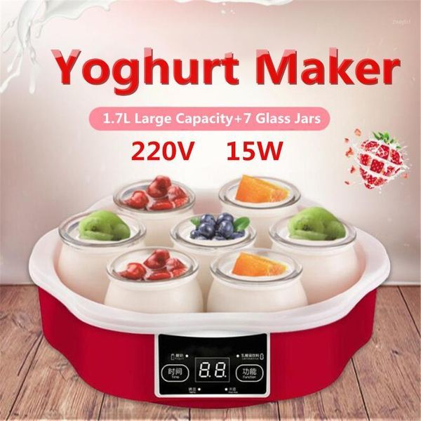 

yogurt makers 1.7l electric automatic maker machine with timer 7 glass jars smart touchs screen yoghurt diy tool container1