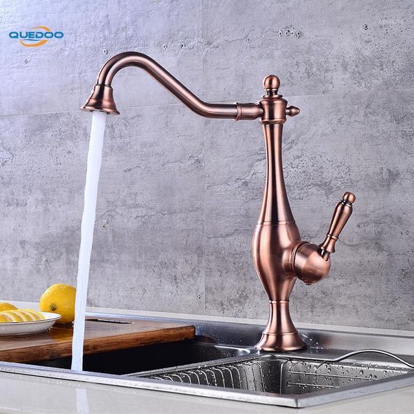 

one hole vintage kitchen faucet bathroom copper finished brass sink swivel spout taps1