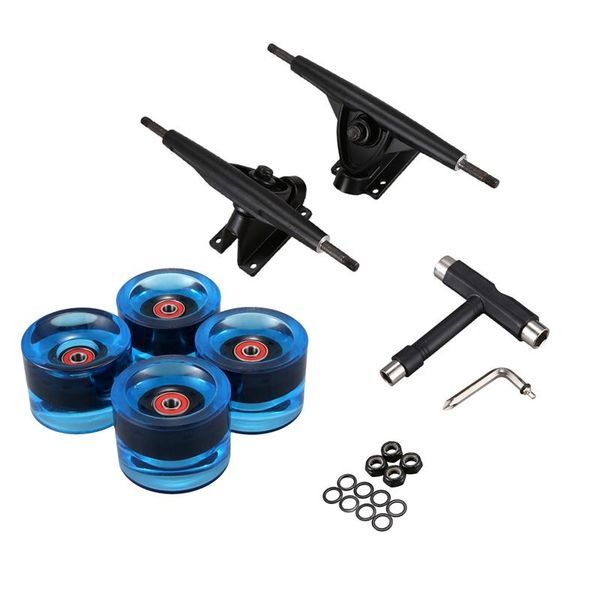 

skateboarding 7inch longboard truck wheels set 4pcs pu 8pcs bearing t skateboard tool wheel combo