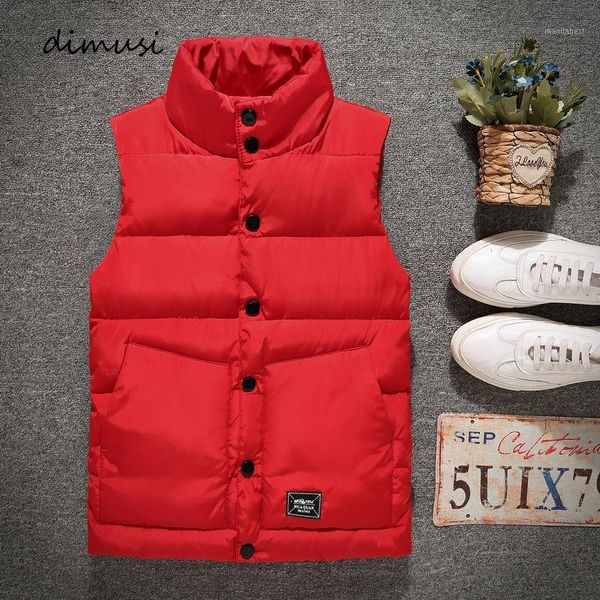 

dimusi men's sleeveless vest autumn winter fashion male cotton-padded vest coats men stand collar thicken waistcoats clothing1, Black;white