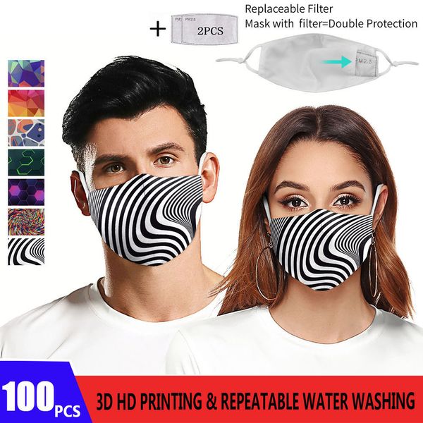 

pattern adults new fashion 3d hd printing zebra mouth pm2.5 dustproof 5layers filters face mask washable reusa