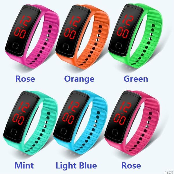 

sports digital watch women mens kids children students silicone fashion wristwatch ladies fitness led braclet wristband clocks 4324, Blue