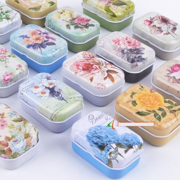 

12pcs/lot 5.5*3.8*2.4cm lovely gifts tin style flower candy receive store content box n1021 q1130