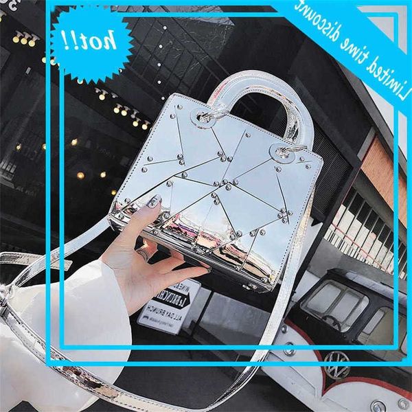 

manfuni british tas fashion new noise nails pu learn women's task mirror handbag