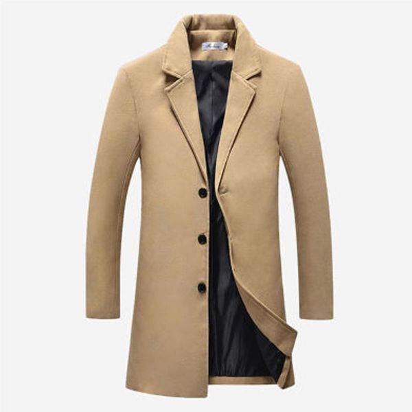

men's wool & blends men coat winter black long slim turn-down cashmere overcoat monclaire jacket thick warm gentlemen trench male promo