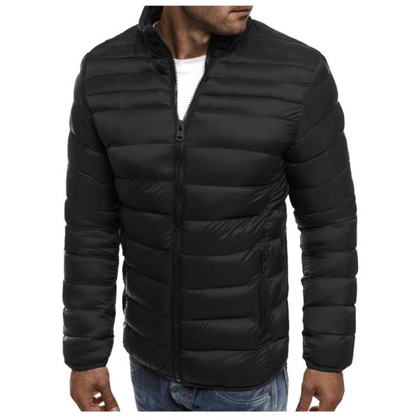 

men's jackets jaycosin autumn and winter long-sleeved solid color down warm jacket coat zipper lightweight, Black;brown
