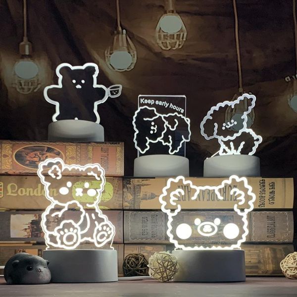 

decorative objects & figurines night light bedside lamp bear color ornaments children cute bedroom kid gift pressure reducing toy