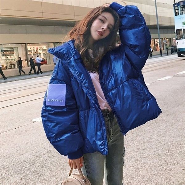 

winter white duck down coat jackets women bright color warm drop shoulder loose coats female fashion streetwear lady parkas 201102, Black
