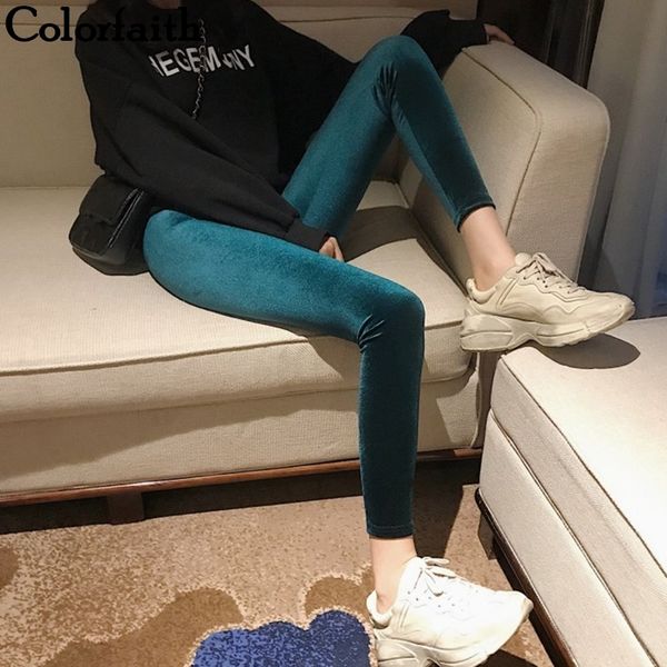 

colorfaith new autumn winter women pants minimalist skinny pencil slim high waist korean style ankle-length pants p5791 y200418, Black;white