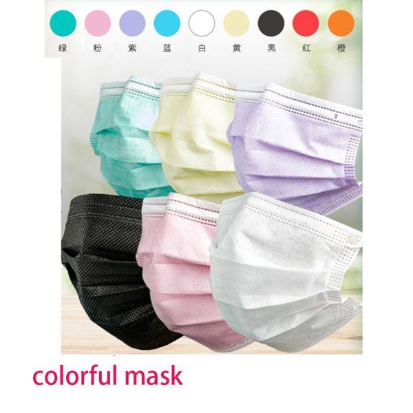 

factoryin stock disposable mask 3-ply anti-dust nonwoven elastic earloop salon mouth face masks 9 colors cpa2281