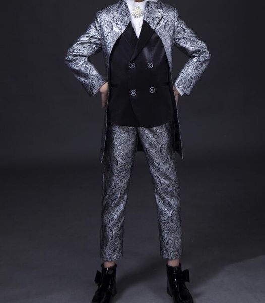 

s-6xl / spring men's new fashion personalized large size customization catwalk show host costume, Black;brown