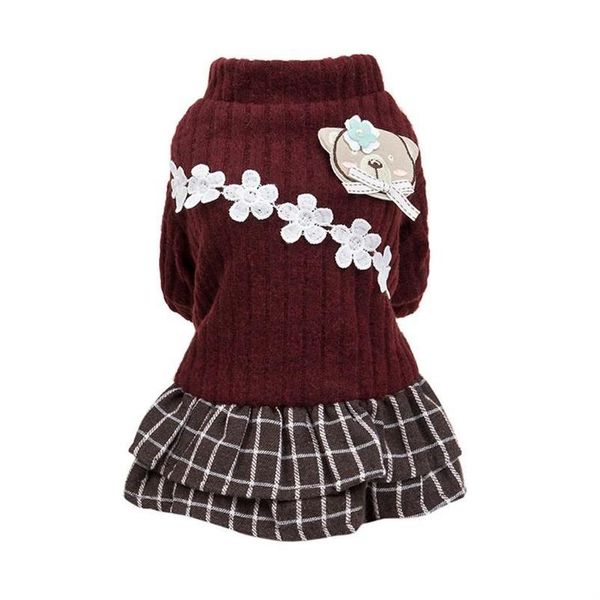 

new fashion pet elegant skirt autumn and winter keep warm cat dog clothing plaid skirt cat and qylqfl dh_garden