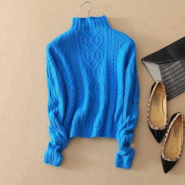 

2021 new winter 100% pure cashmere sweater female pull thick twist pattern turtleneck women sweaters and pullovers osrp, Black;gray