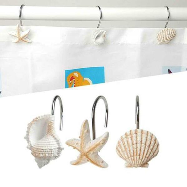 

12pcs bathroom decorative wall hook kitchen hanger seashell shower curtain hooks window hangings holder gancho de parede