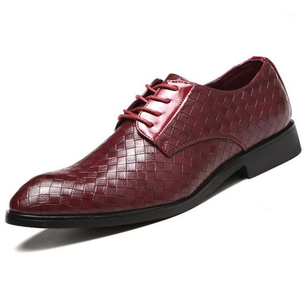 

luxury men formal leather shoes men's fashion plaid oxfords business wedding party shoes dress big size 38-481, Black