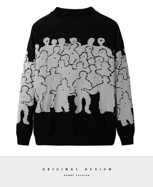 

leisure autumn sweater men suitable for knitting stylish slim sweater cotton long sleeves round collar men warm jumper 2021 new1, White;black