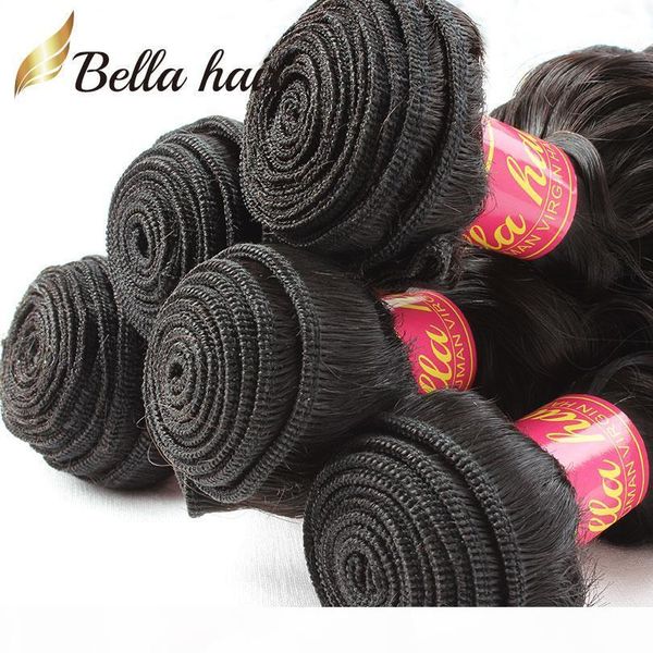 

4pcs lot indian virgin hair extension natural color body wave wavy human hair weave bella hair, Black