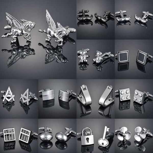 

мода мужские запонки копы копс бизнес запонки для джентльмены стальной штамповки манжеты ссылки рука гравировка мужчин wmtgge, Silver